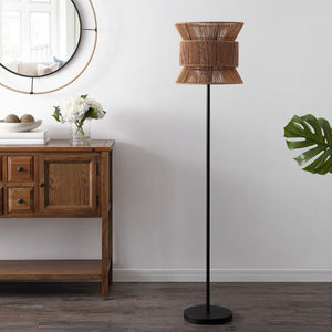 Safavieh Boyer Floor Lamp Natural / Black Metal FLL4100A