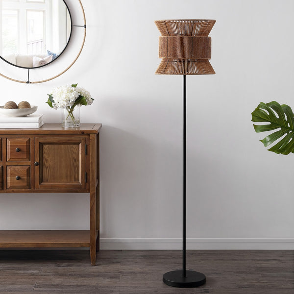Safavieh Boyer Floor Lamp Natural / Black Metal FLL4100A