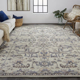 Fallon Rustic Farmhouse Rug, Light Gray/Cornflower Blue, 9ft x 12ft