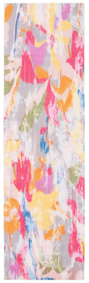 Florist 100 Florist 152 Country & Floral Power Loomed 100% Polyester Rug Pink / Grey