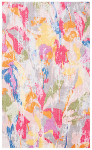 Florist 100 Florist 152 Country & Floral Power Loomed 100% Polyester Rug Pink / Grey