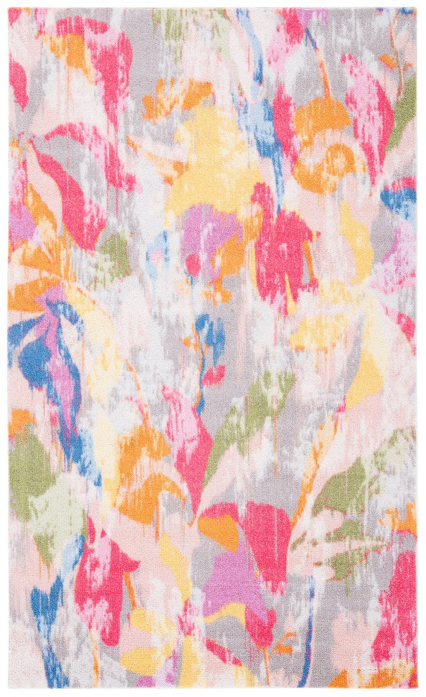 Florist 100 Florist 152 Country & Floral Power Loomed 100% Polyester Rug Pink / Grey