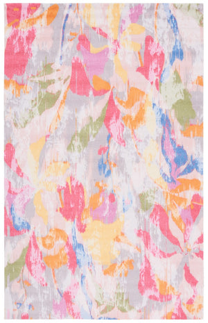 Florist 100 Florist 152 Country & Floral Power Loomed 100% Polyester Rug Pink / Grey