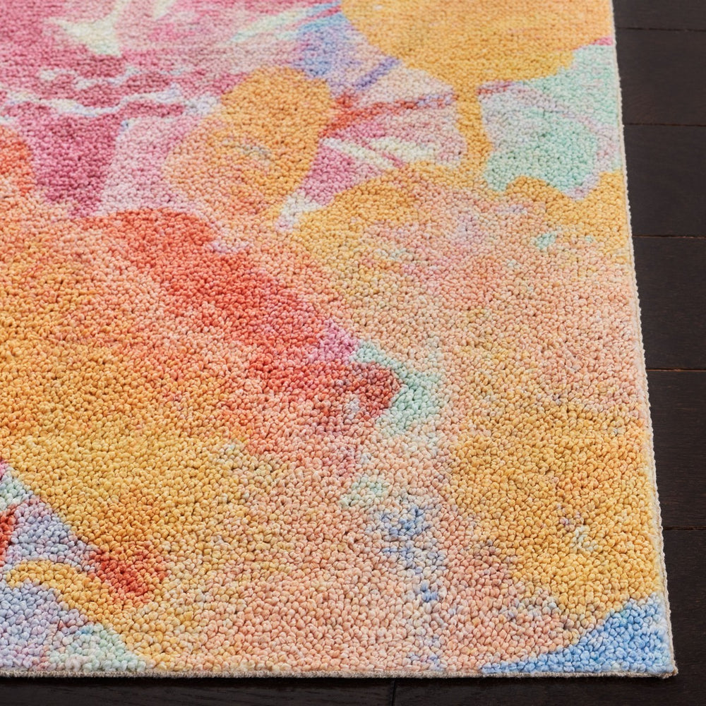 Florist 100 Florist 154 Country & Floral Power Loomed 100% Polyester Rug Yellow / Plum