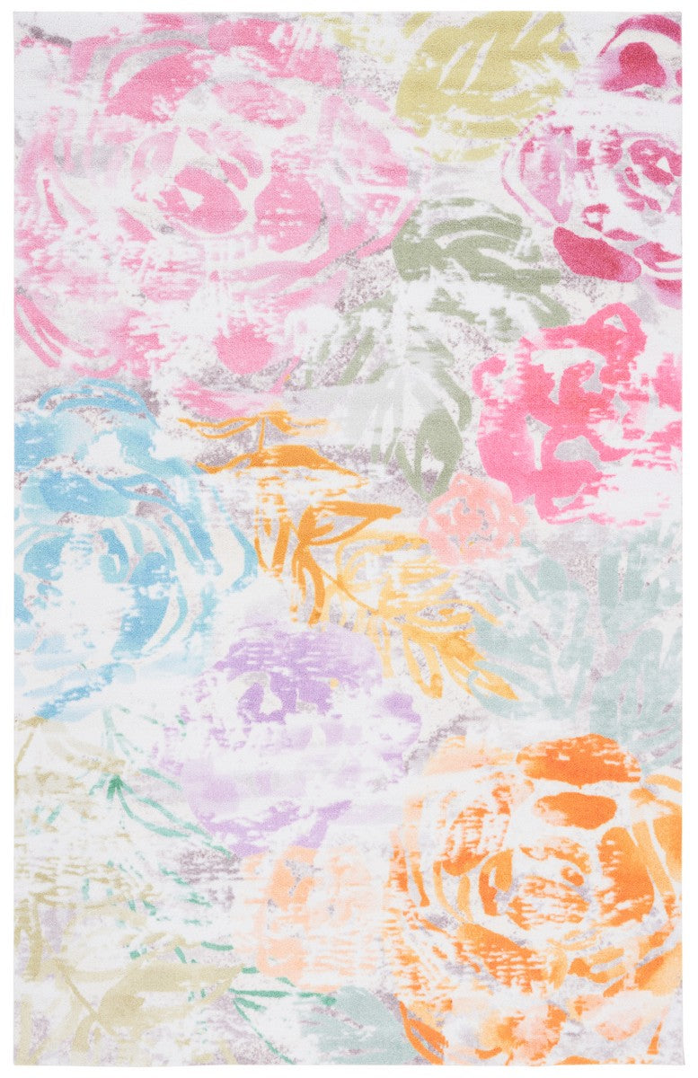 Florist 100 Florist 156 Country & Floral Power Loomed 100% Polyester Rug Pink / Plum