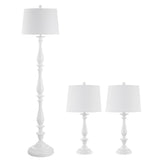 Safavieh Bessie Candlestick Floor And Table Lamp Set White Plastic FLT4002A-SET3