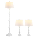 Safavieh Bessie Candlestick Floor And Table Lamp Set White Plastic FLT4002A-SET3