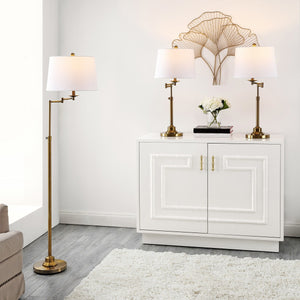 Safavieh Nadia Floor And Table Lamp Set Brass Gold Metal FLT4004A-SET3