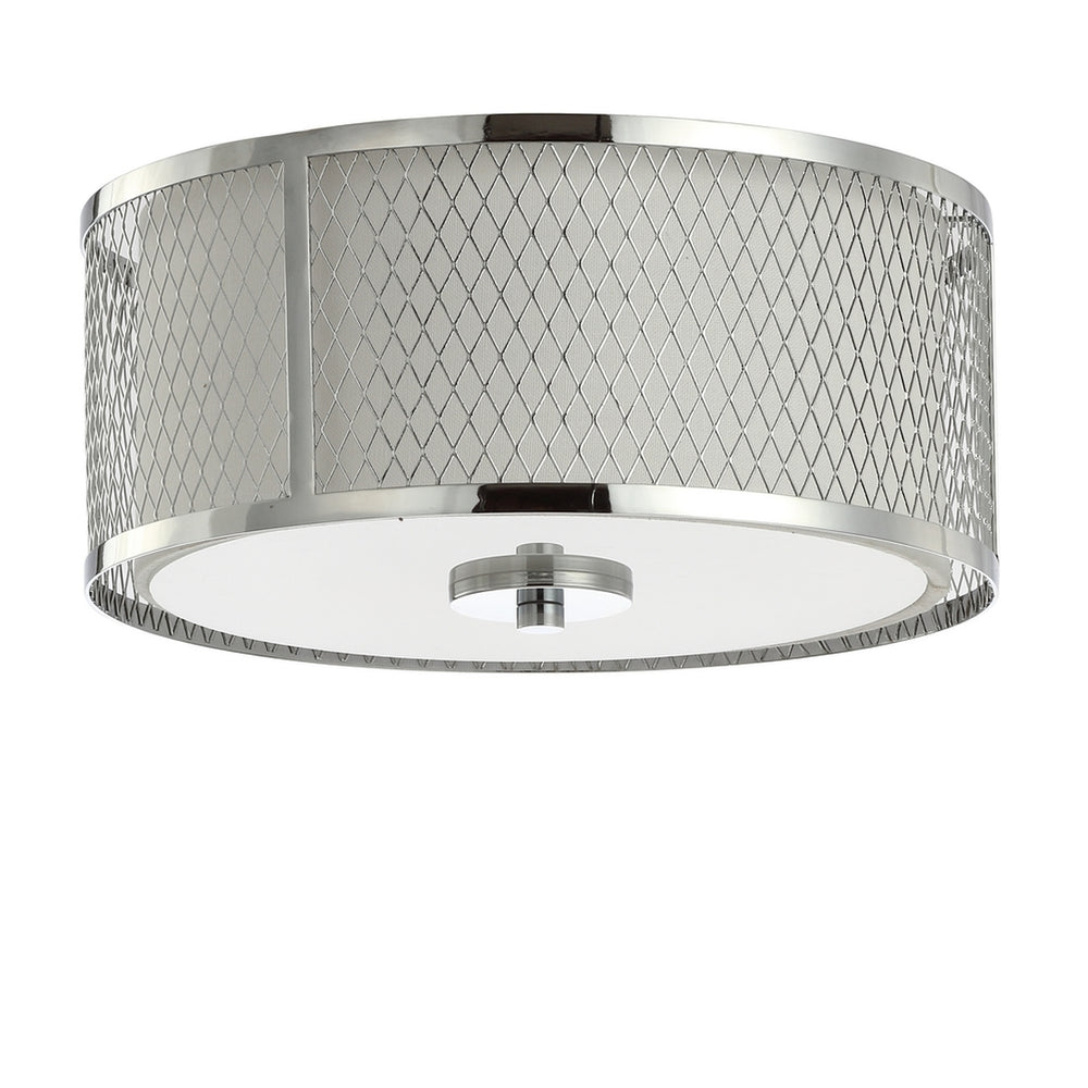 Braydon Flush Mount Pendant Light - Contemporary Chrome & White Design with Diamond Cut-Out Shade