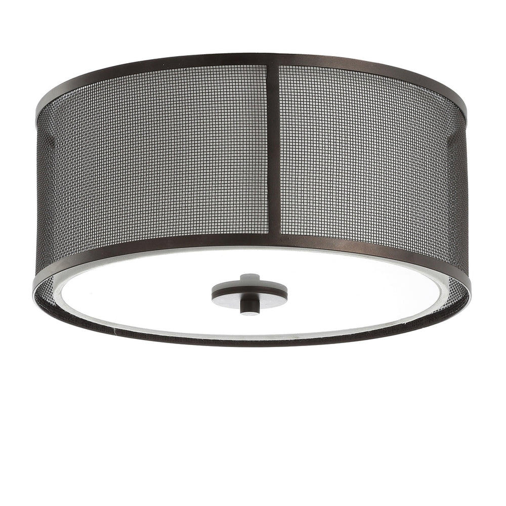 Layne Flush Mount Ceiling Light - Contemporary Dark Grey Design with Cotton Shade & Ambiance Glow