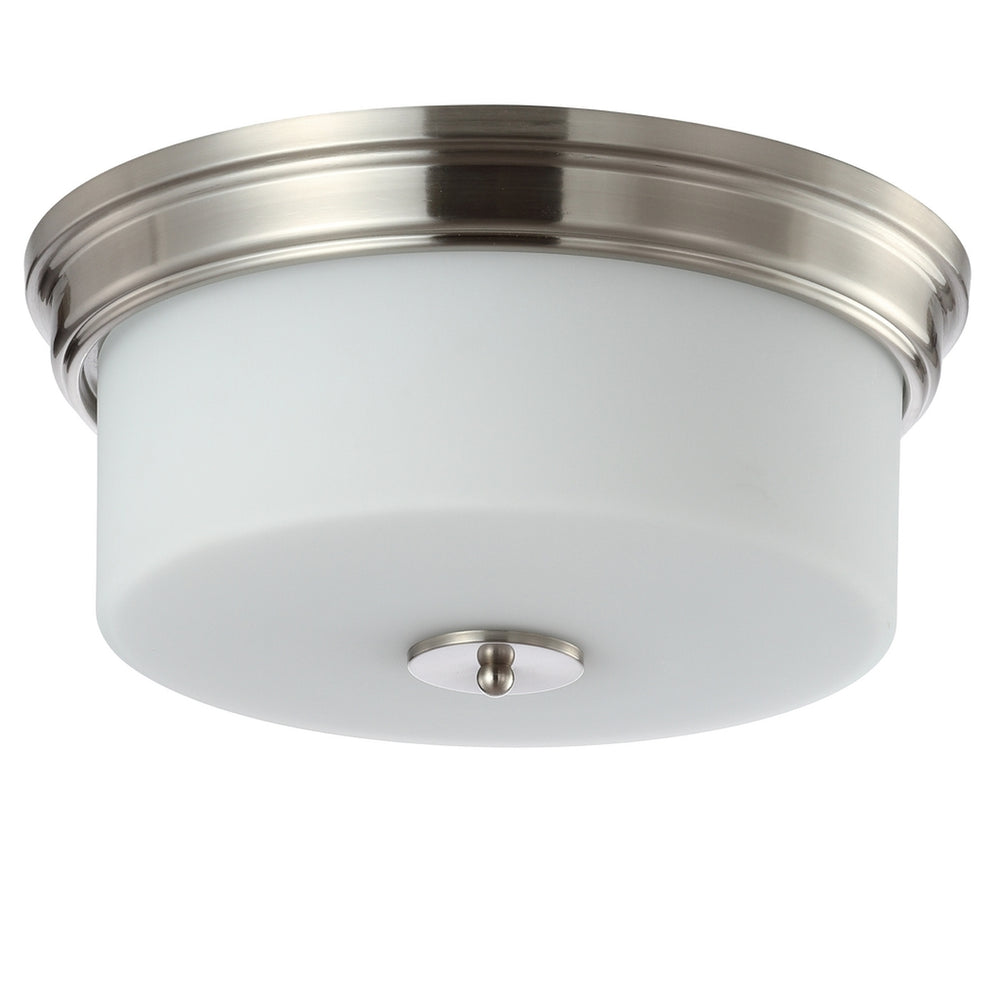 Dalen Flush Mount Ceiling Light - Elegant Brush Nickel & White Glass Shade for Timeless Decor