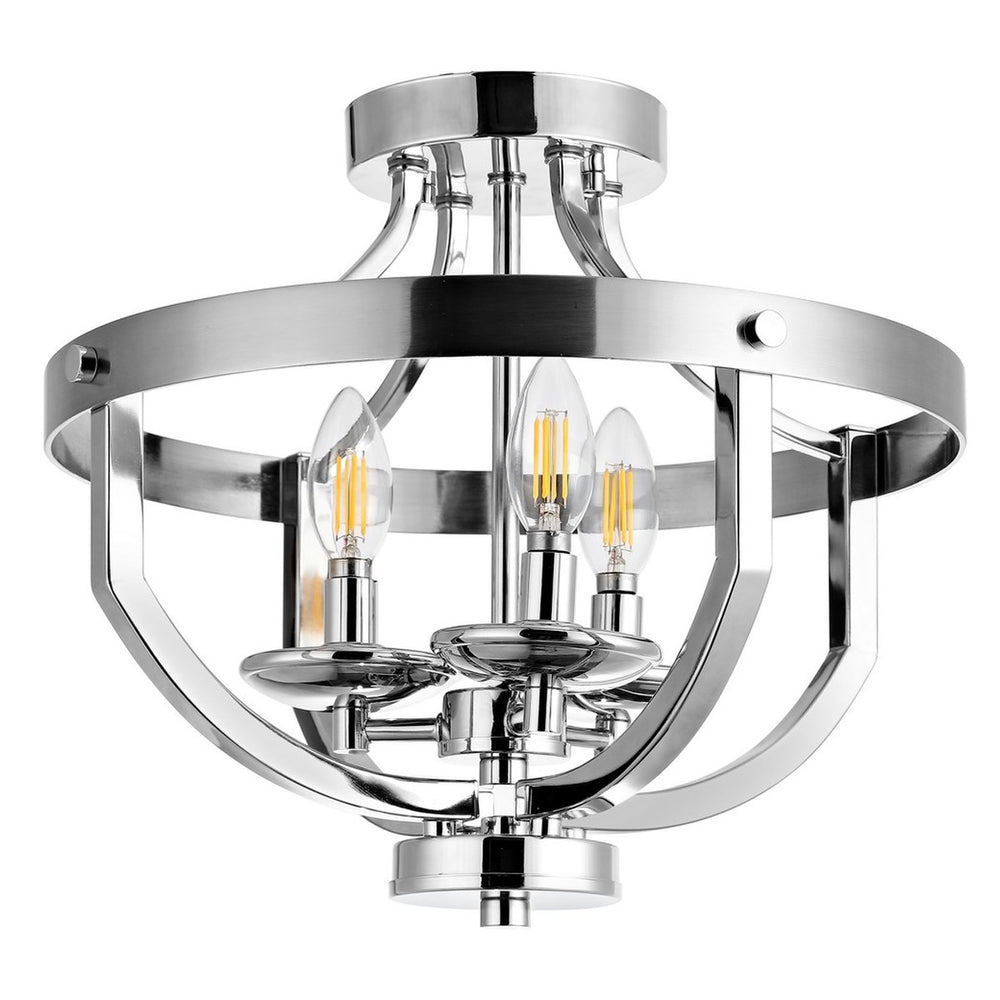 Vanda Flush Mount Light Fixture – Modern Nickel Chrome Ceiling Sculpture with Candle-Like Glow