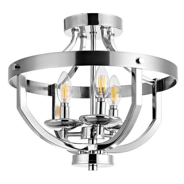 Vanda Flush Mount Light Fixture – Modern Nickel Chrome Ceiling Sculpture with Candle-Like Glow