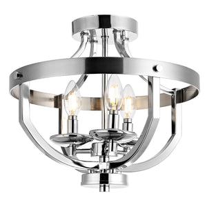 Vanda Flush Mount Light Fixture – Modern Nickel Chrome Ceiling Sculpture with Candle-Like Glow