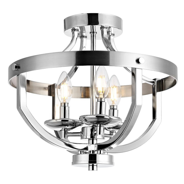 Vanda Flush Mount Light Fixture – Modern Nickel Chrome Ceiling Sculpture with Candle-Like Glow
