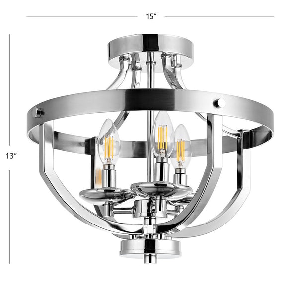 Vanda Flush Mount Light Fixture – Modern Nickel Chrome Ceiling Sculpture with Candle-Like Glow