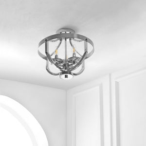 Vanda Flush Mount Light Fixture – Modern Nickel Chrome Ceiling Sculpture with Candle-Like Glow