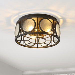 Safavieh Ander Flush Mount Black Glass/Metal FLU4047A