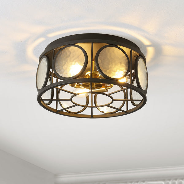 Safavieh Ander Flush Mount Black Glass/Metal FLU4047A