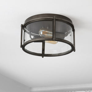 Safavieh Tiller Flush Mount Antique Gold Glass/Metal FLU4048A