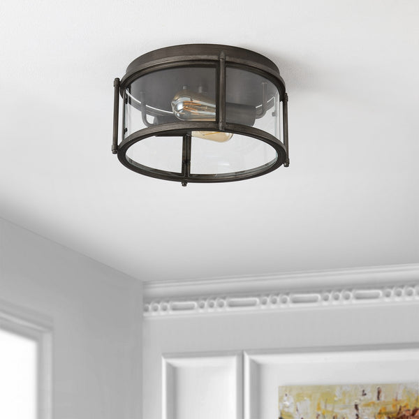 Safavieh Tiller Flush Mount Antique Gold Glass/Metal FLU4048A