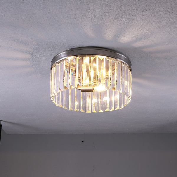 Safavieh Ruslen Flush Mount Brushed Nickel Glass/Metal FLU4050A