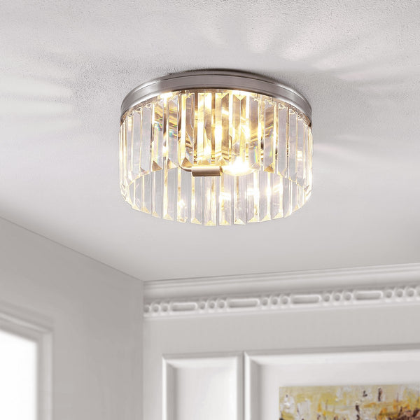 Safavieh Ruslen Flush Mount Brushed Nickel Glass/Metal FLU4050A