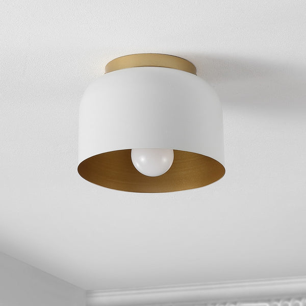Safavieh Peale Flush Mount White/Gold Iron FLU4063A
