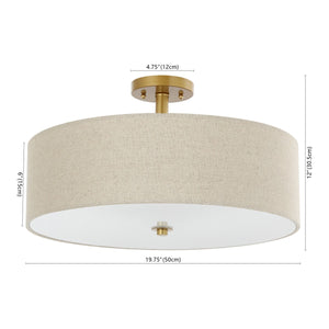 Safavieh Jolana Flush Mount Gold Iron/Fabric Shade FLU4069A
