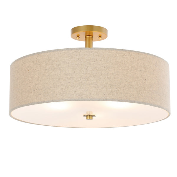 Safavieh Jolana Flush Mount Gold Iron/Fabric Shade FLU4069A