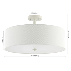 Safavieh Jolana Flush Mount White Iron/Fabric Shade FLU4069B