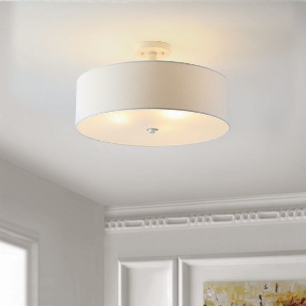 Safavieh Jolana Flush Mount White Iron/Fabric Shade FLU4069B