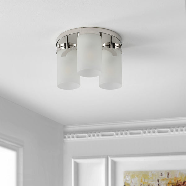 Safavieh Jeffra Flush Mount Brushed Nickel/Acid Glass Ceramic/Iron FLU4070A