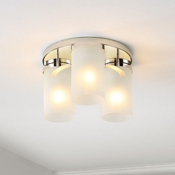 Safavieh Jeffra Flush Mount Brushed Nickel/Acid Glass Ceramic/Iron FLU4070A