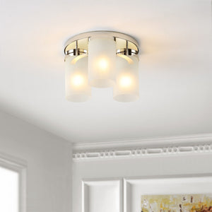 Safavieh Jeffra Flush Mount Brushed Nickel/Acid Glass Ceramic/Iron FLU4070A