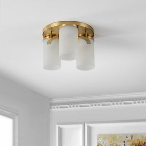 Safavieh Jeffra Flush Mount Brass Gold/ Acid Glass Ceramic/Iron FLU4070B