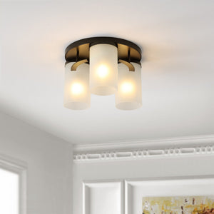 Safavieh Jeffra Flush Mount Black/ Acid Glass Ceramic/Iron FLU4070C