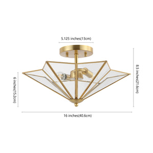 Safavieh Haruna Flush Mount Antique Brass/Clear Glass Iron FLU4071A