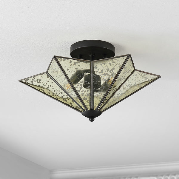 Safavieh Haruna Flush Mount Black/ Clear Mercury Glass Iron FLU4071B