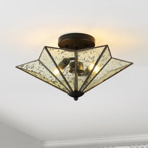 Safavieh Haruna Flush Mount Black/ Clear Mercury Glass Iron FLU4071B