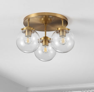 Safavieh Ginesta Flush Mount Brass Gold/Clear Glass Iron FLU4074A