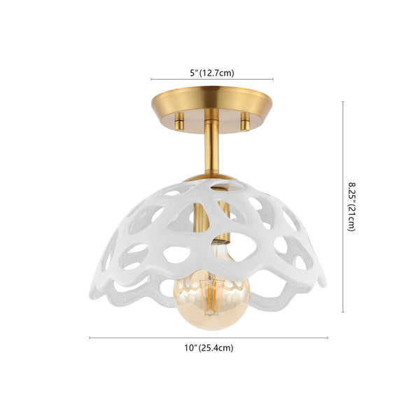 Safavieh Eldrid Flush Mount Brass Gold/White Shade Iron FLU4076A