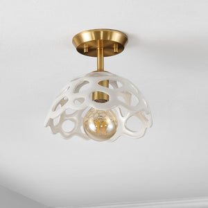 Safavieh Eldrid Flush Mount Brass Gold/White Shade Iron FLU4076A