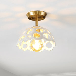 Safavieh Eldrid Flush Mount Brass Gold/White Shade Iron FLU4076A