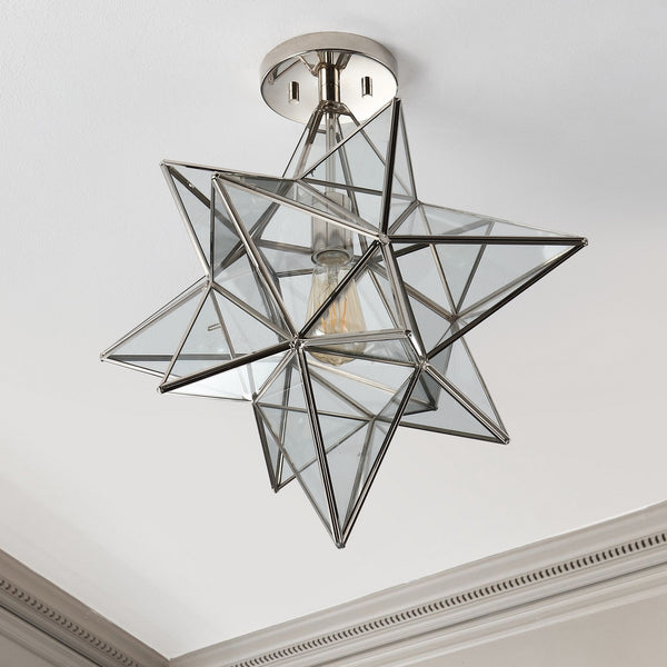 Safavieh Abrielle Flush Mount Brushed Nickel/White Glass Iron FLU4081A