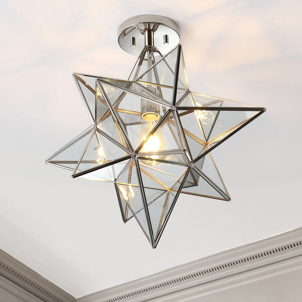 Safavieh Abrielle Flush Mount Brushed Nickel/White Glass Iron FLU4081A