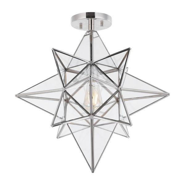 Safavieh Abrielle Flush Mount Brushed Nickel/White Glass Iron FLU4081A