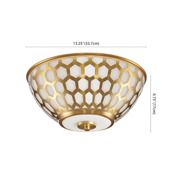 Safavieh Carlina Flush Mount Brass Gold/White Glass Iron FLU4083A