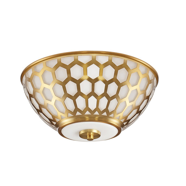 Safavieh Carlina Flush Mount Brass Gold/White Glass Iron FLU4083A