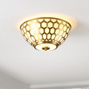 Safavieh Carlina Flush Mount Brass Gold/White Glass Iron FLU4083A